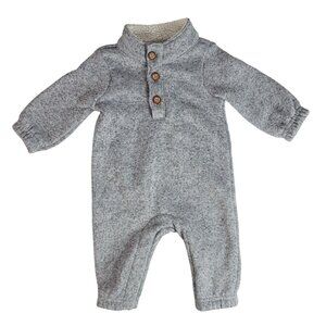 Carter's Just One You Sweater One Piece Gray 3M Fleece Lined Snaps Long Sleeve